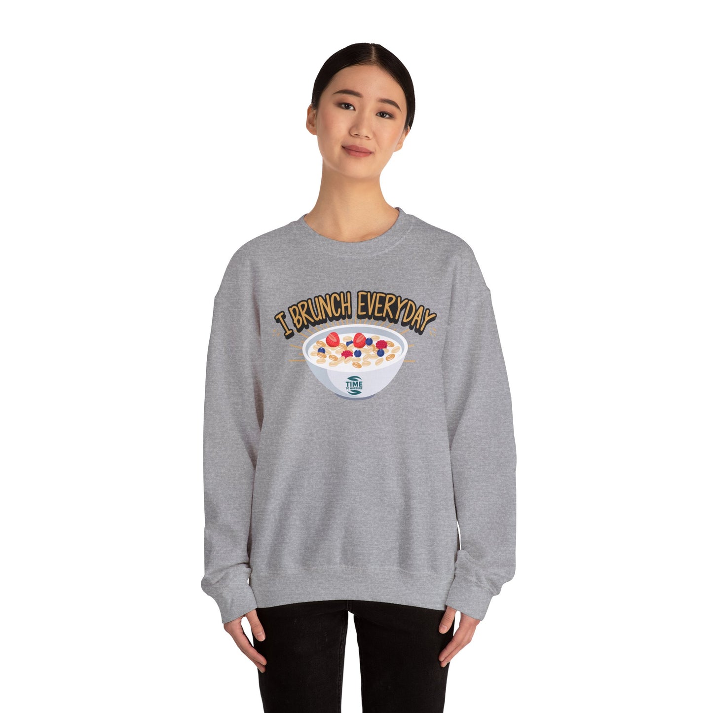 I Brunch Everyday Unisex Heavy Blend Crewneck Sweatshirt – Cozy and Stylish Brunch-Themed Sweater, Perfect for Casual Outings, Weekend Gatherings, or Gifting to Brunch Lovers