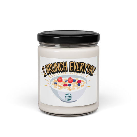 "I Brunch Everyday" Scented Soy Candle – 9oz Premium Natural Soy Wax Candle with Cotton Wick, Long Burn Time, and Delightful Aromatic Scents in a Stylish Amber Glass Jar