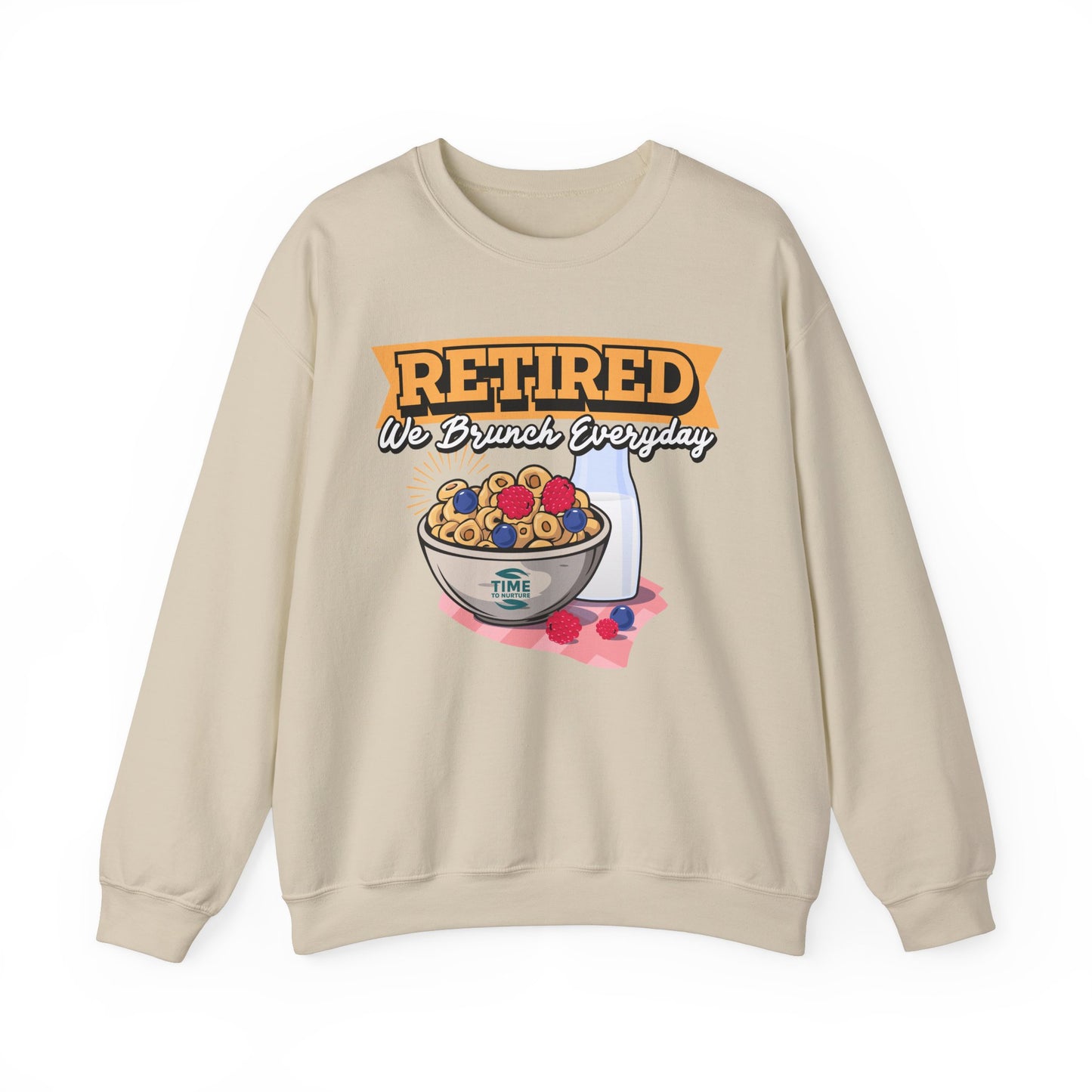 Retired: We Brunch Every Day - Comfortable and Durable Unisex Heavy Blend™ Crewneck Sweatshirt Perfect for Brunch Lovers and Relaxed Retirement Days