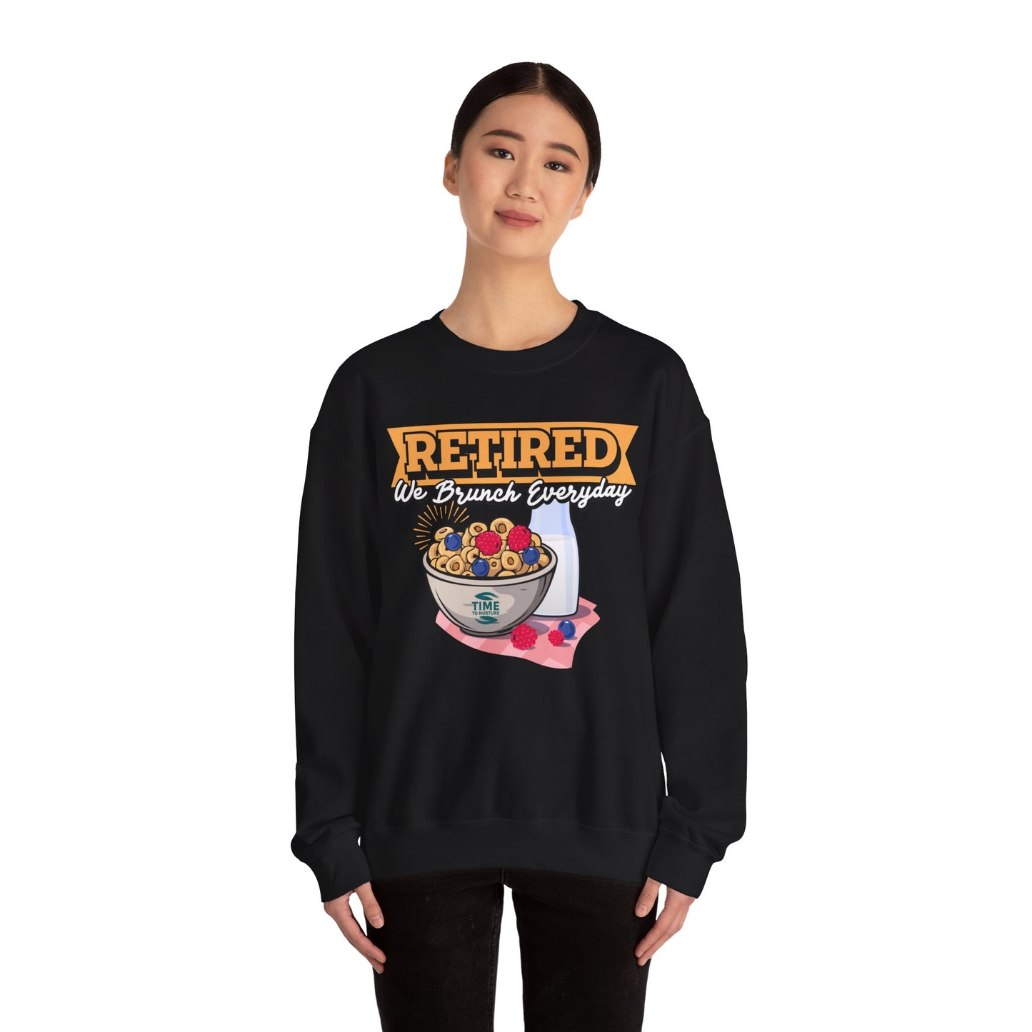 Retired: We Brunch Every Day - Comfortable and Durable Unisex Heavy Blend™ Crewneck Sweatshirt Perfect for Brunch Lovers and Relaxed Retirement Days