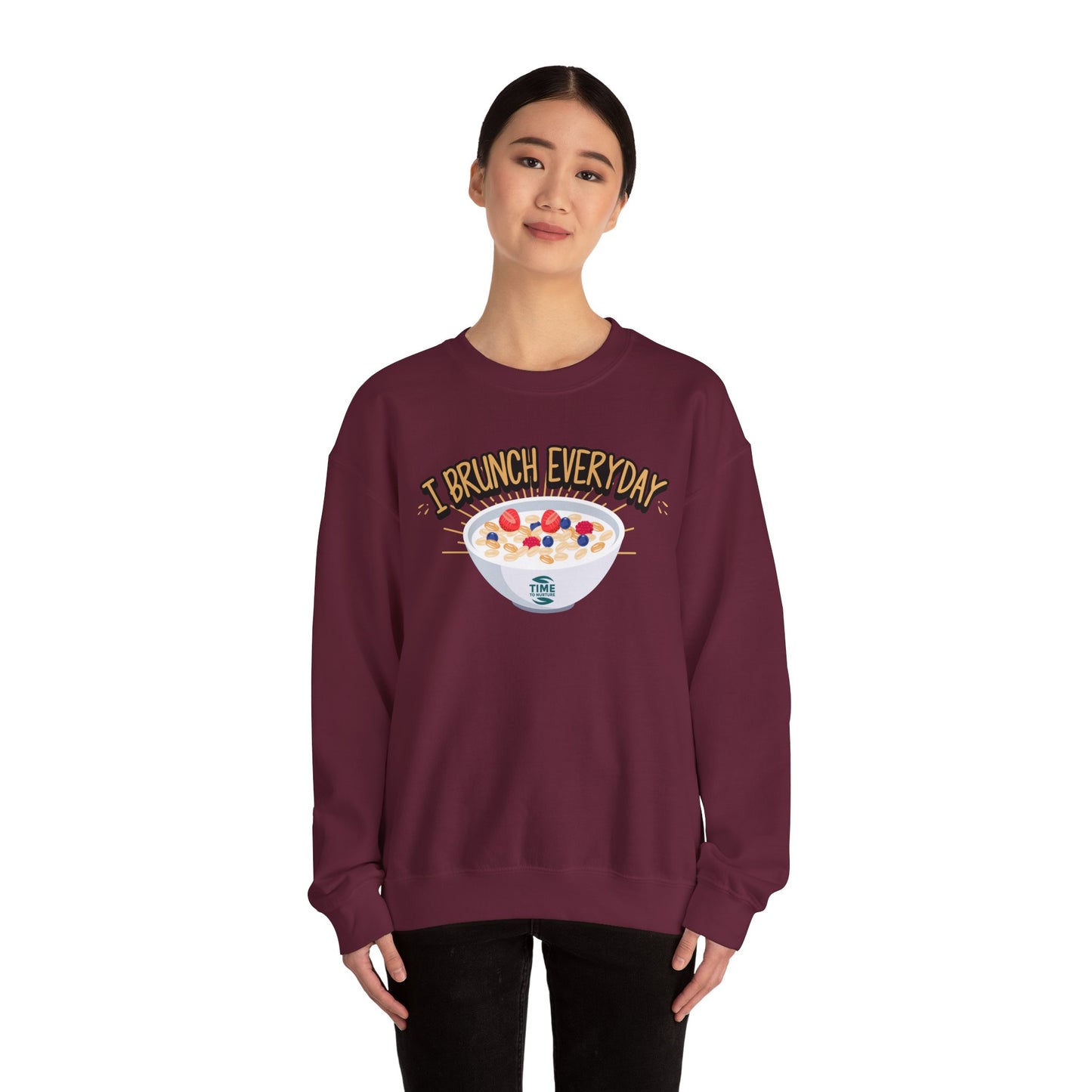 I Brunch Everyday Unisex Heavy Blend Crewneck Sweatshirt – Cozy and Stylish Brunch-Themed Sweater, Perfect for Casual Outings, Weekend Gatherings, or Gifting to Brunch Lovers