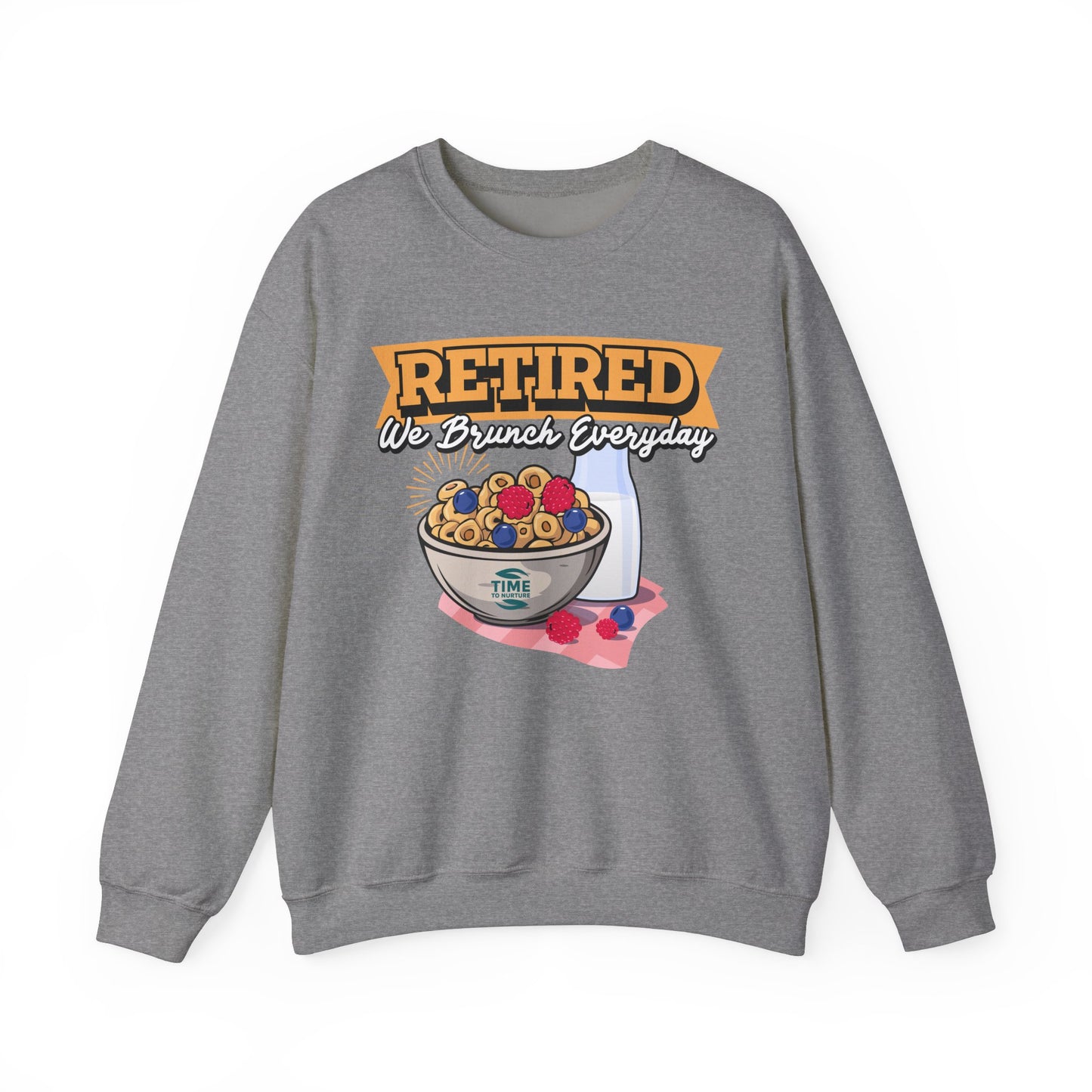 Retired: We Brunch Every Day - Comfortable and Durable Unisex Heavy Blend™ Crewneck Sweatshirt Perfect for Brunch Lovers and Relaxed Retirement Days