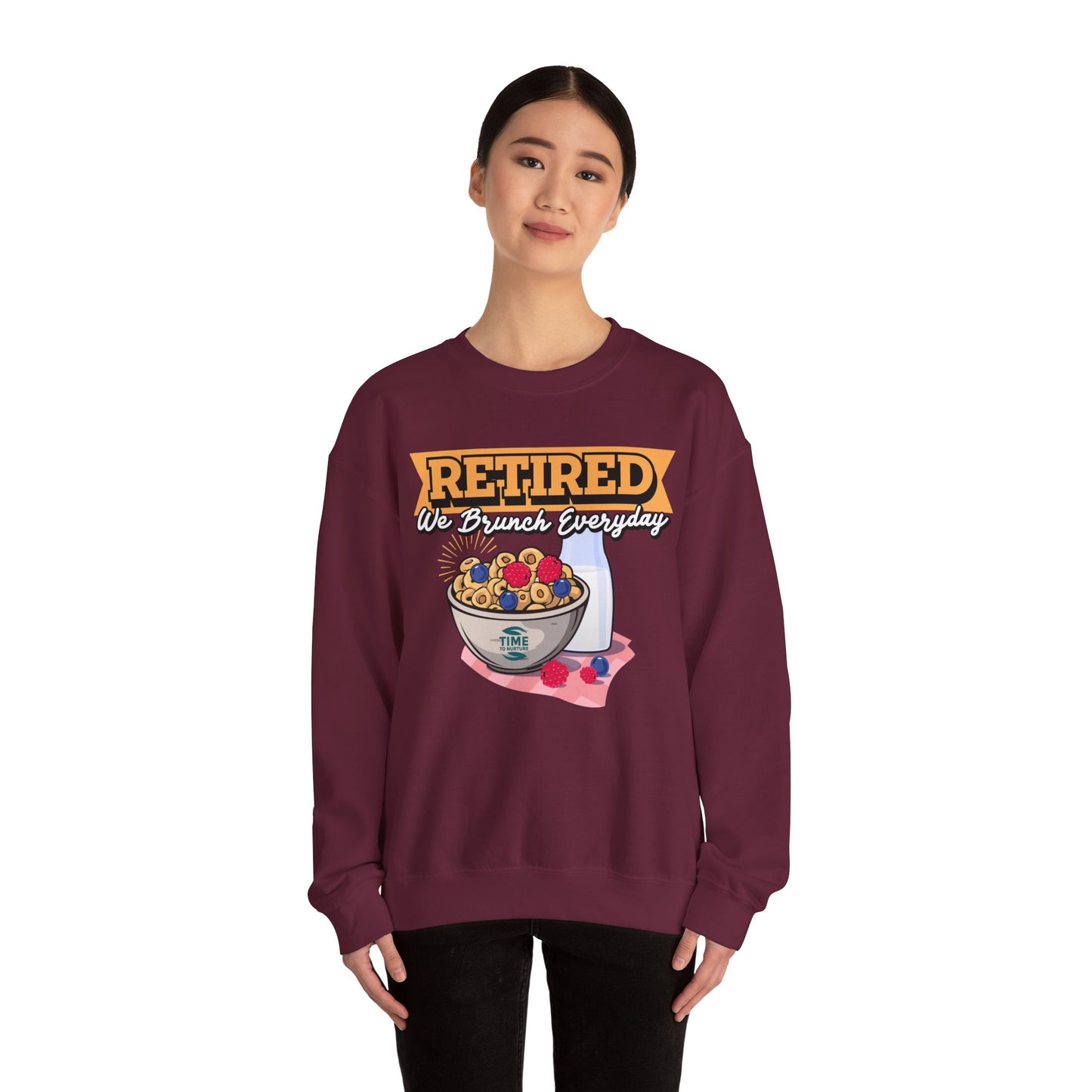 Retired: We Brunch Every Day - Comfortable and Durable Unisex Heavy Blend™ Crewneck Sweatshirt Perfect for Brunch Lovers and Relaxed Retirement Days