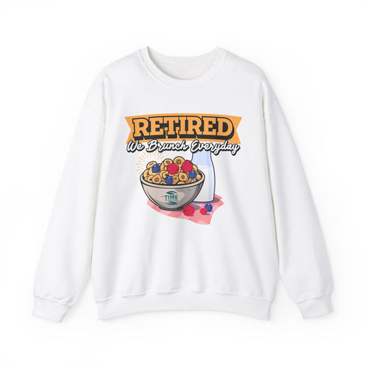 Retired We Brunch Everyday Unisex Heavy Blend Crewneck Sweatshirt – Perfect Retirement Gift for Brunch Lovers, Cozy and Stylish Sweatshirt for Relaxed Weekends and Celebrations