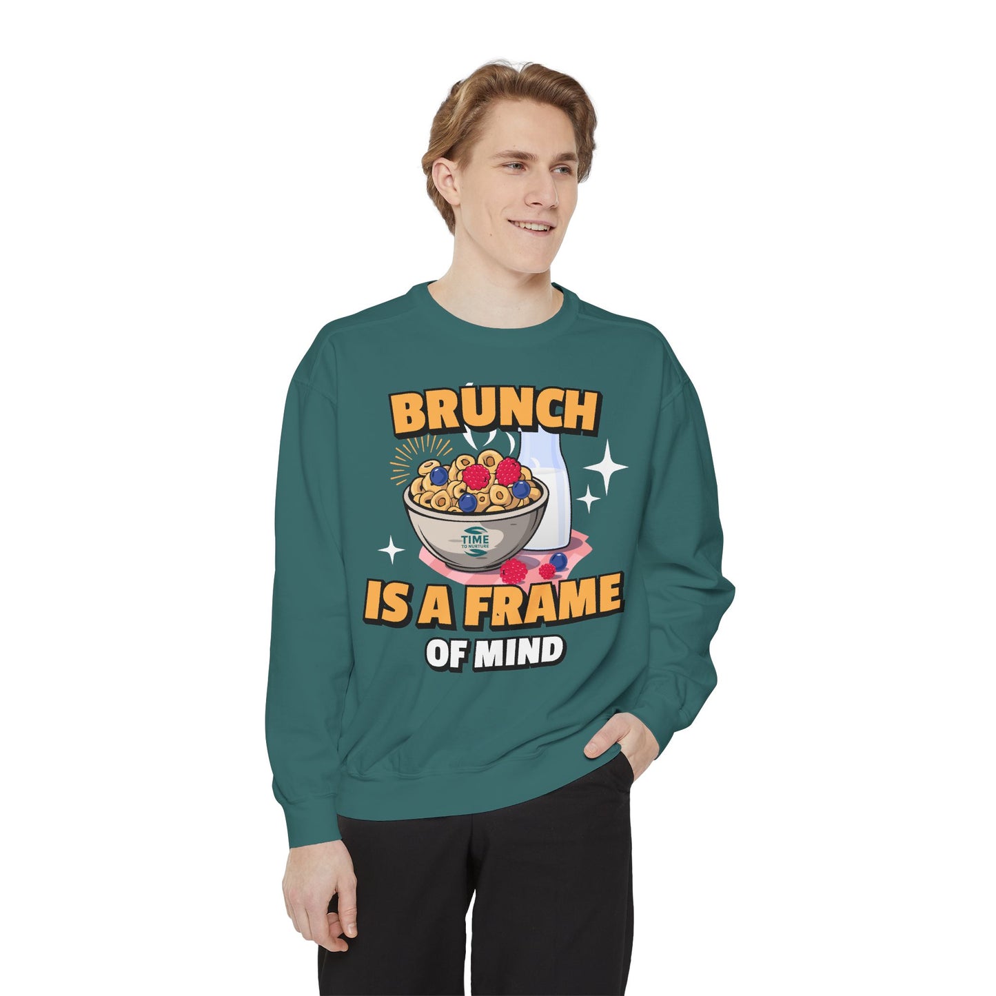 Brunch is a Frame of Mind Vibes Unisex Sweatshirt – Cozy, Stylish, and Mindful Brunch Lover Apparel, Perfect Weekend Outfit, Thoughtful Gift for Foodies and Leisure Enthusiasts, Comfortable and Fashionable Brunch-Themed Fashion Statement