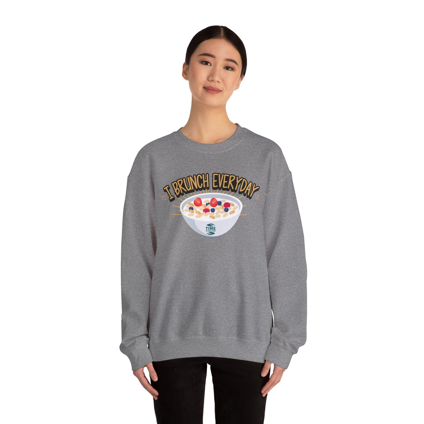 I Brunch Everyday Unisex Heavy Blend Crewneck Sweatshirt – Cozy and Stylish Brunch-Themed Sweater, Perfect for Casual Outings, Weekend Gatherings, or Gifting to Brunch Lovers