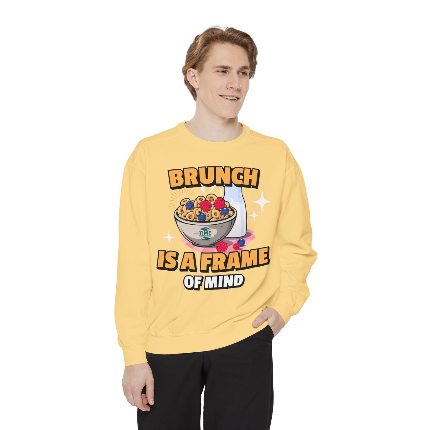 Brunch is a Frame of Mind Vibes Unisex Sweatshirt – Cozy, Stylish, and Mindful Brunch Lover Apparel, Perfect Weekend Outfit, Thoughtful Gift for Foodies and Leisure Enthusiasts, Comfortable and Fashionable Brunch-Themed Fashion Statement