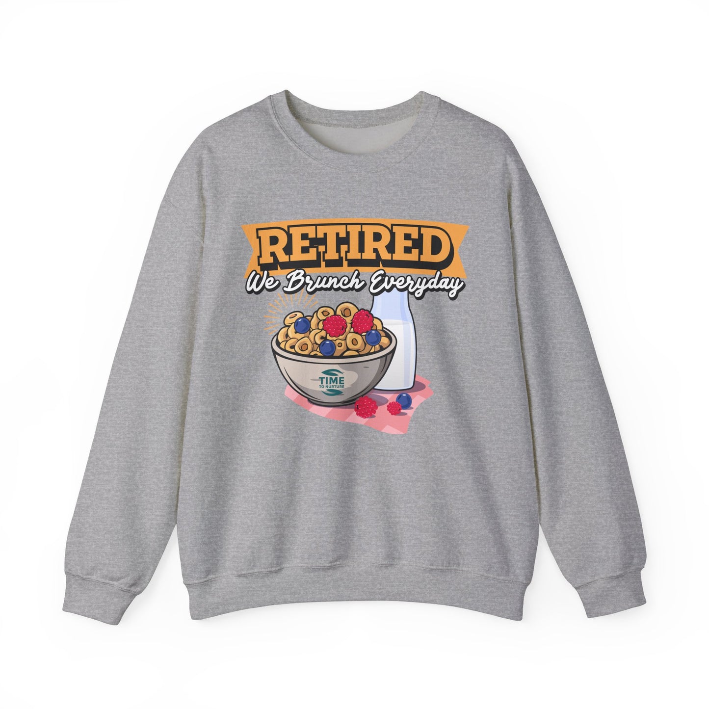 Retired: We Brunch Every Day - Comfortable and Durable Unisex Heavy Blend™ Crewneck Sweatshirt Perfect for Brunch Lovers and Relaxed Retirement Days