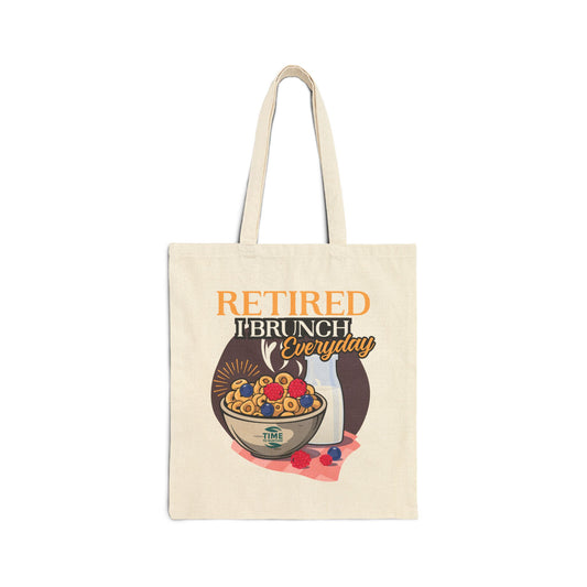 Retired and Ready to Brunch: Embrace Every Moment of Leisure with the *I Brunch Everyday* Cotton Canvas Tote Bag – Stylish, Durable, and Perfect for Your Next Adventure!