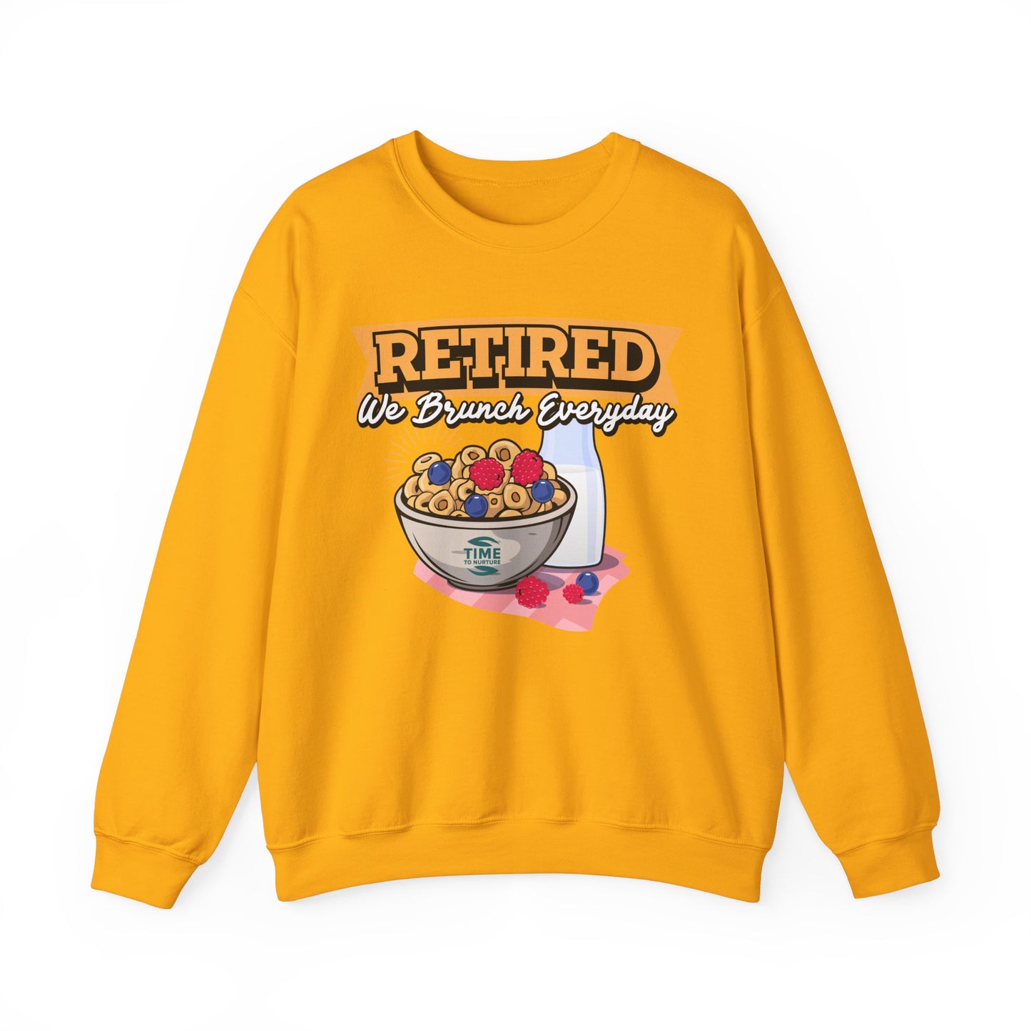 Retired: We Brunch Every Day - Comfortable and Durable Unisex Heavy Blend™ Crewneck Sweatshirt Perfect for Brunch Lovers and Relaxed Retirement Days