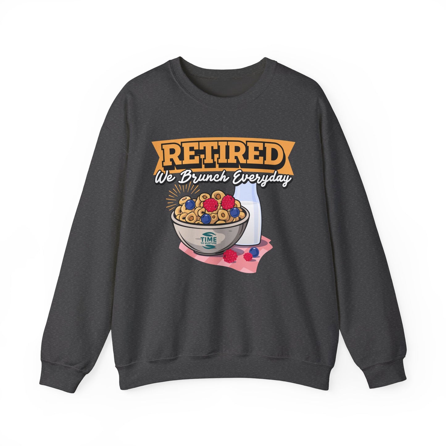 Retired: We Brunch Every Day - Comfortable and Durable Unisex Heavy Blend™ Crewneck Sweatshirt Perfect for Brunch Lovers and Relaxed Retirement Days