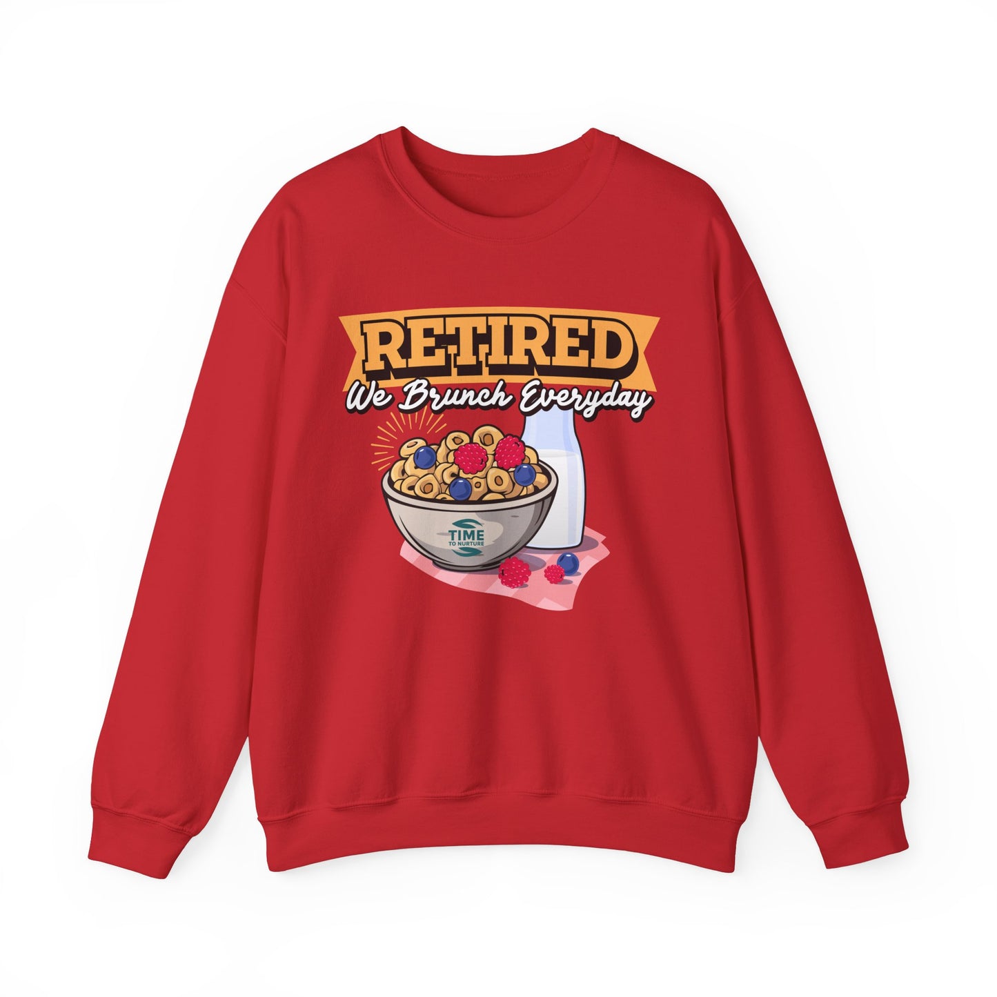 Retired: We Brunch Every Day - Comfortable and Durable Unisex Heavy Blend™ Crewneck Sweatshirt Perfect for Brunch Lovers and Relaxed Retirement Days