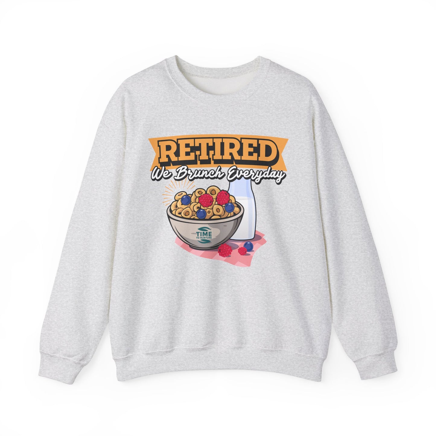 Retired: We Brunch Every Day - Comfortable and Durable Unisex Heavy Blend™ Crewneck Sweatshirt Perfect for Brunch Lovers and Relaxed Retirement Days