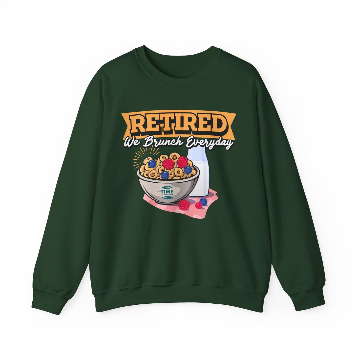 Retired: We Brunch Every Day - Comfortable and Durable Unisex Heavy Blend™ Crewneck Sweatshirt Perfect for Brunch Lovers and Relaxed Retirement Days