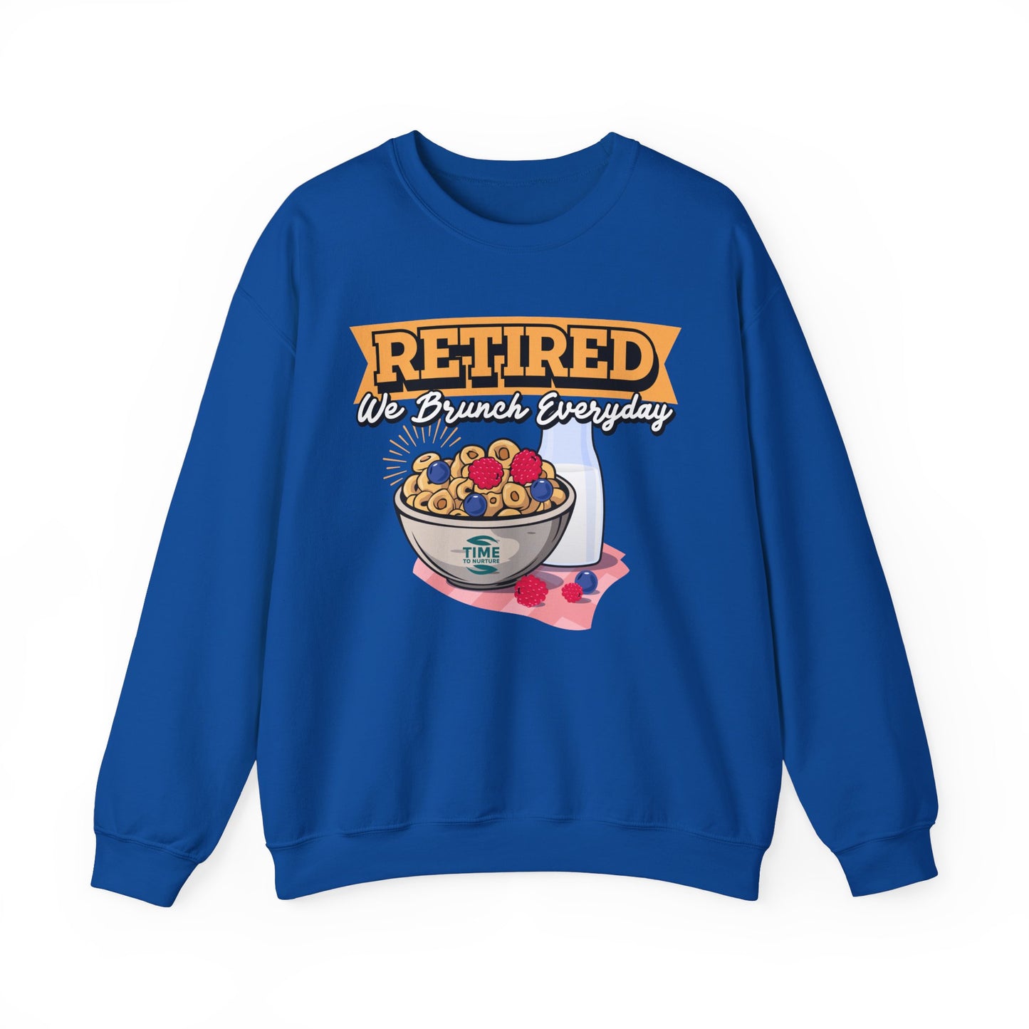 Retired: We Brunch Every Day - Comfortable and Durable Unisex Heavy Blend™ Crewneck Sweatshirt Perfect for Brunch Lovers and Relaxed Retirement Days