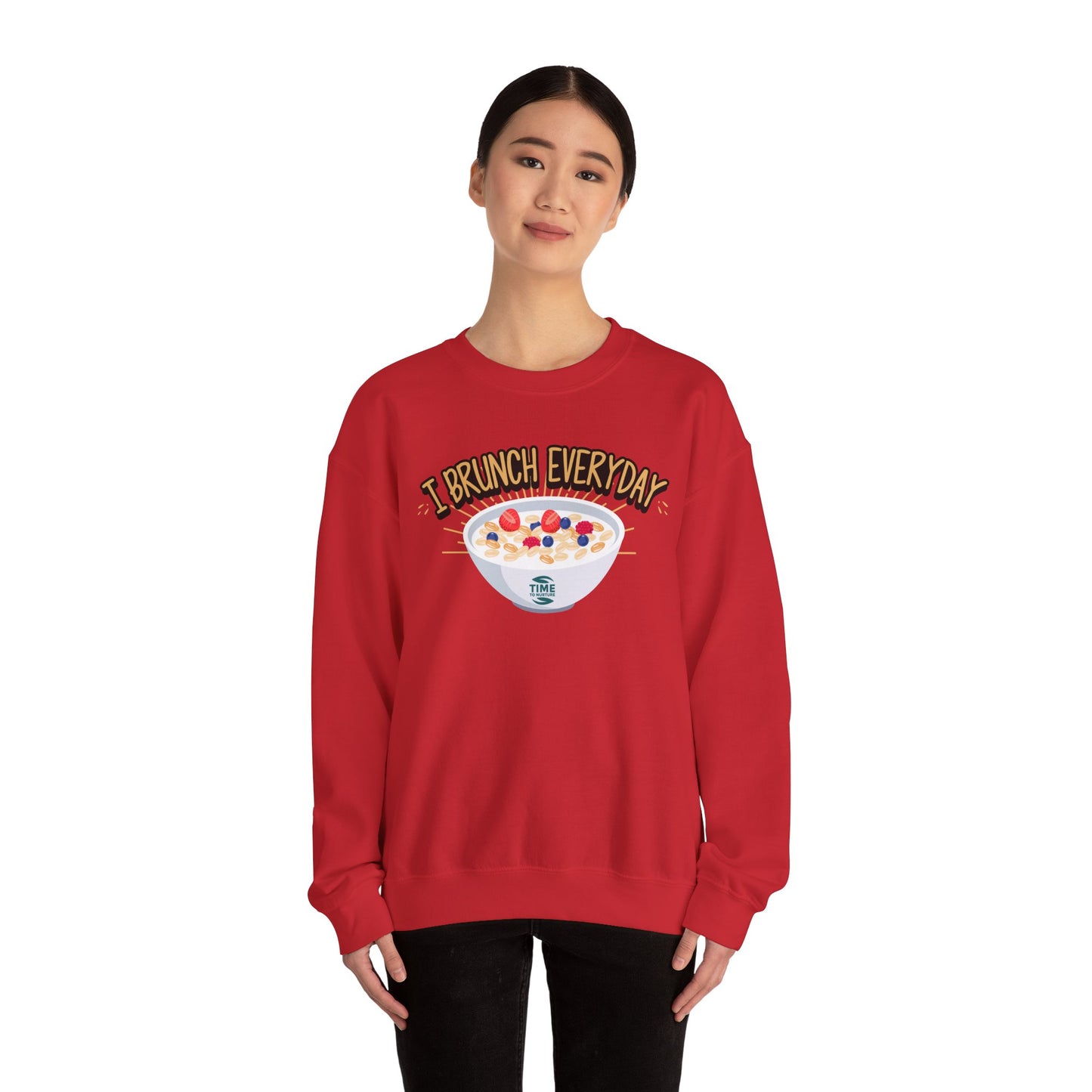 I Brunch Everyday Unisex Heavy Blend Crewneck Sweatshirt – Cozy and Stylish Brunch-Themed Sweater, Perfect for Casual Outings, Weekend Gatherings, or Gifting to Brunch Lovers