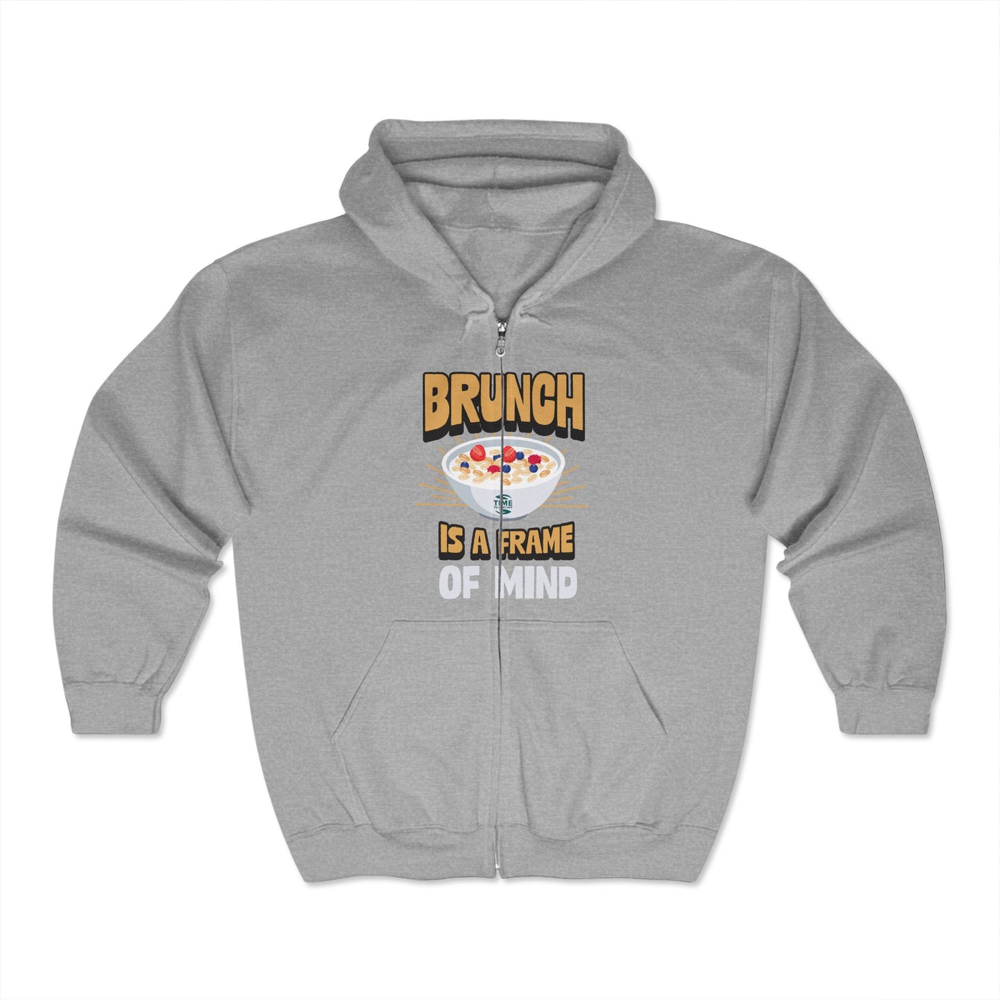 Brunch Vibes Unisex Hooded Sweatshirt, Frame of Mind Full Zip Hoodie, Morning Breakfast Jumper, Weekend Brunch Attire, Cozy Brunch Outfit