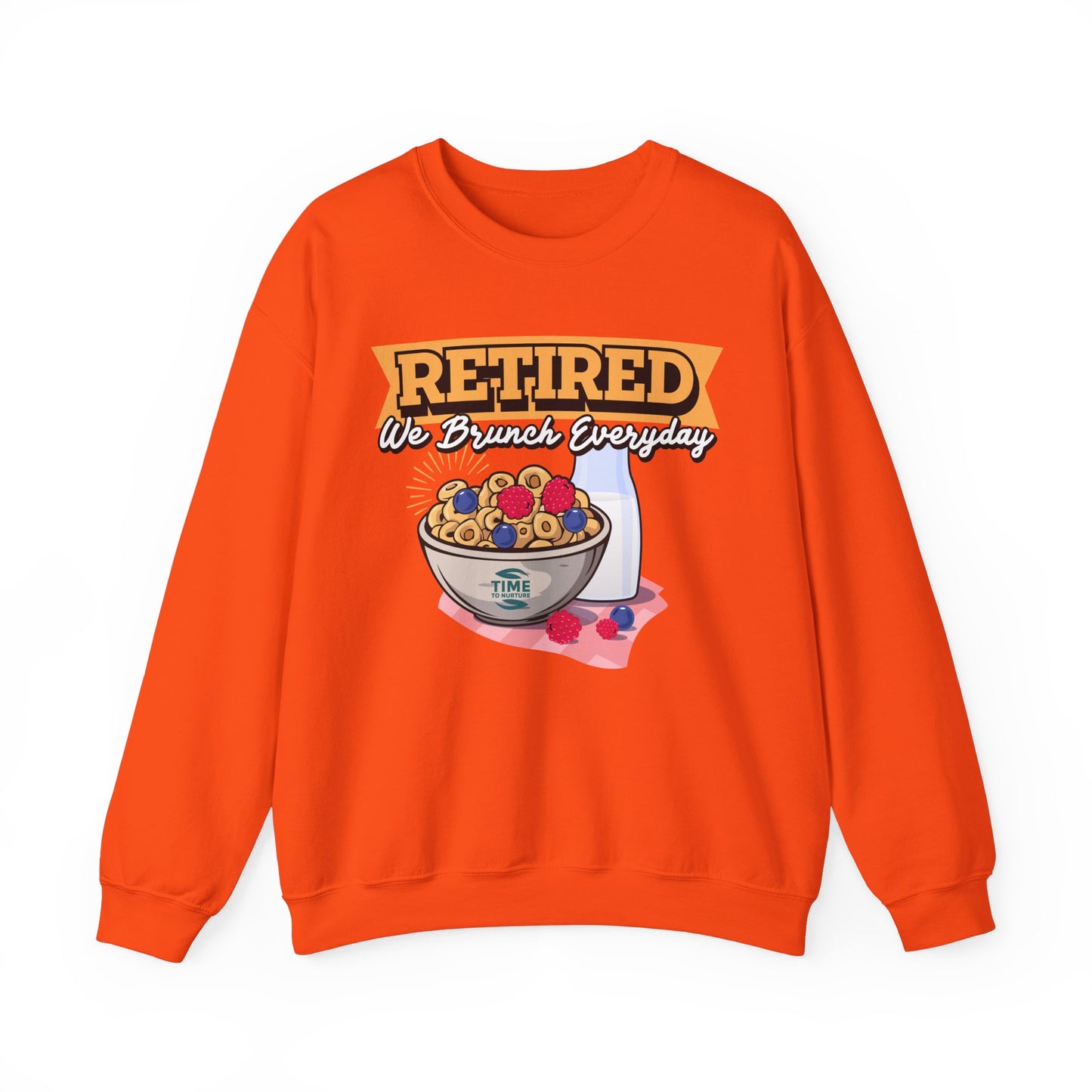 Retired: We Brunch Every Day - Comfortable and Durable Unisex Heavy Blend™ Crewneck Sweatshirt Perfect for Brunch Lovers and Relaxed Retirement Days