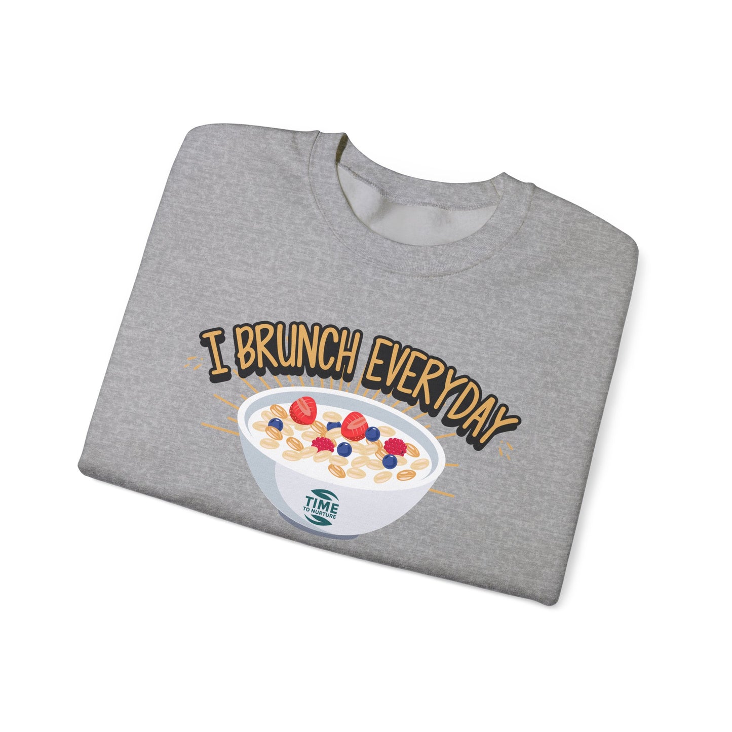 I Brunch Everyday Unisex Heavy Blend Crewneck Sweatshirt – Cozy and Stylish Brunch-Themed Sweater, Perfect for Casual Outings, Weekend Gatherings, or Gifting to Brunch Lovers